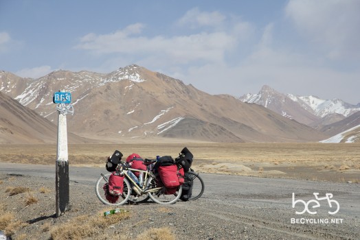 Kilometer number 864 of Pamir Highway, the legendary road of central Asia