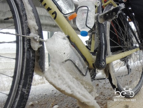Bike conditions with ice and snow